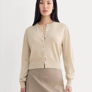NWT Everlane Cashmere Cropped Cardigan Heather Light Camel Sz small